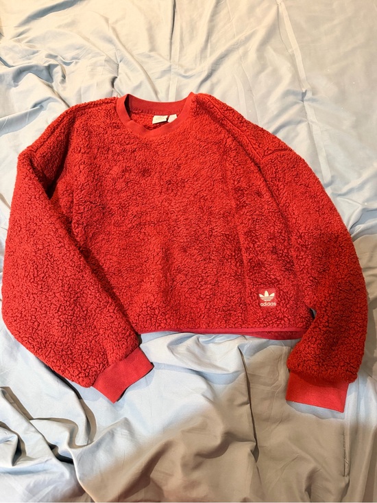 adidas Sweaters - adidas Red Sherpa Crewneck Sweatshirt